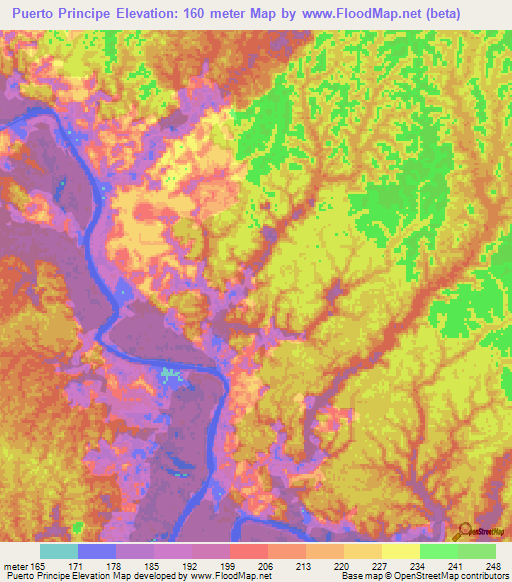 Puerto Principe,Colombia Elevation Map