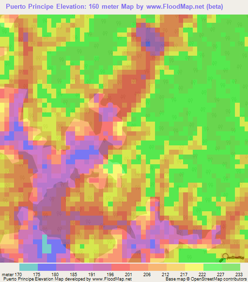 Puerto Principe,Colombia Elevation Map