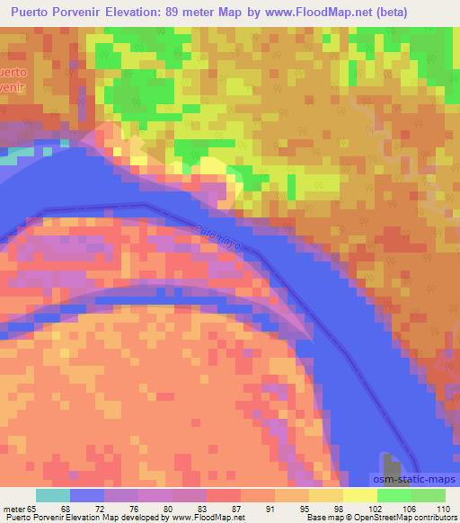 Puerto Porvenir,Colombia Elevation Map