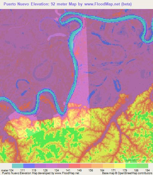 Puerto Nuevo,Colombia Elevation Map