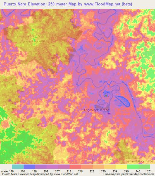 Puerto Nare,Colombia Elevation Map