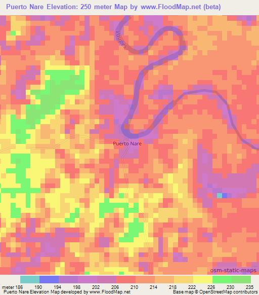 Puerto Nare,Colombia Elevation Map