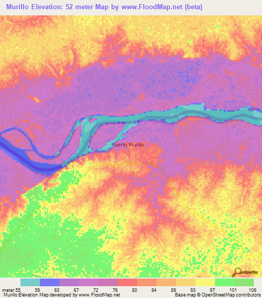 Murillo,Colombia Elevation Map