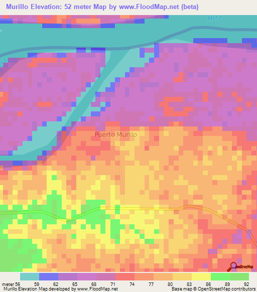 Murillo,Colombia Elevation Map