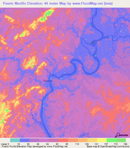 Puerto Murillo,Colombia Elevation Map