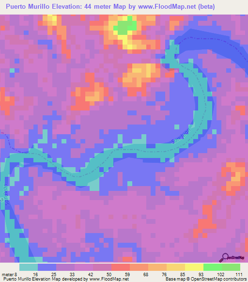 Puerto Murillo,Colombia Elevation Map