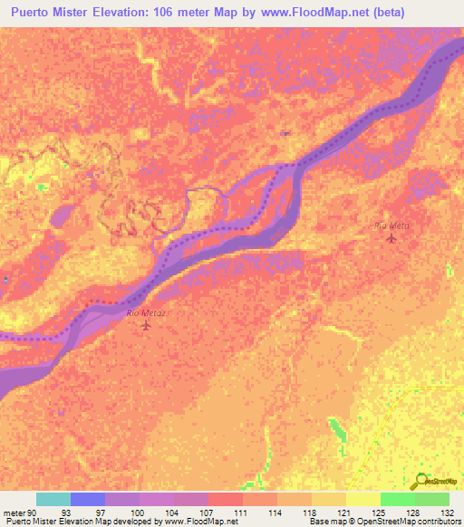 Puerto Mister,Colombia Elevation Map