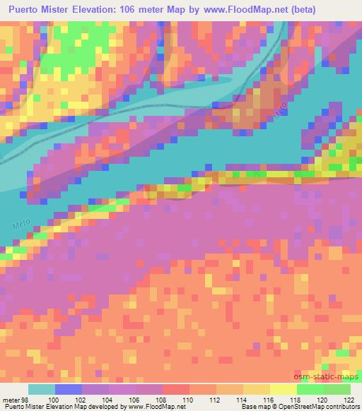 Puerto Mister,Colombia Elevation Map