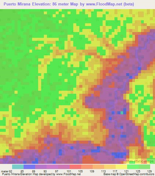 Puerto Mirana,Colombia Elevation Map