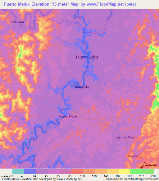 Puerto Meluk,Colombia Elevation Map