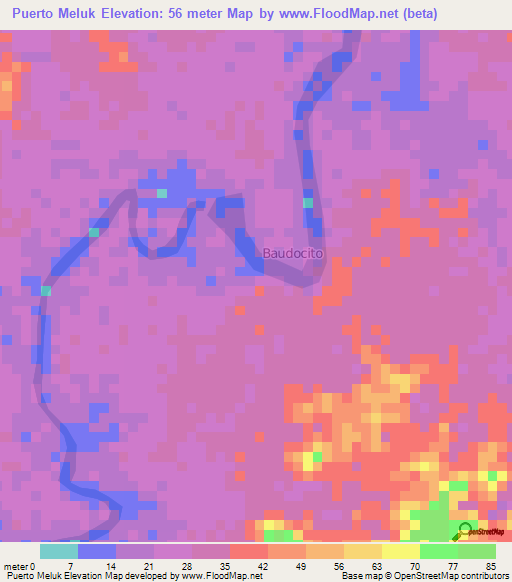 Puerto Meluk,Colombia Elevation Map