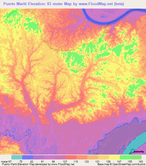 Puerto Mariti,Colombia Elevation Map