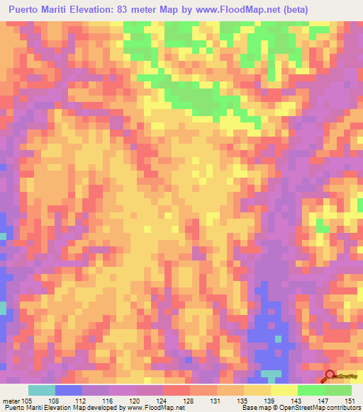 Puerto Mariti,Colombia Elevation Map