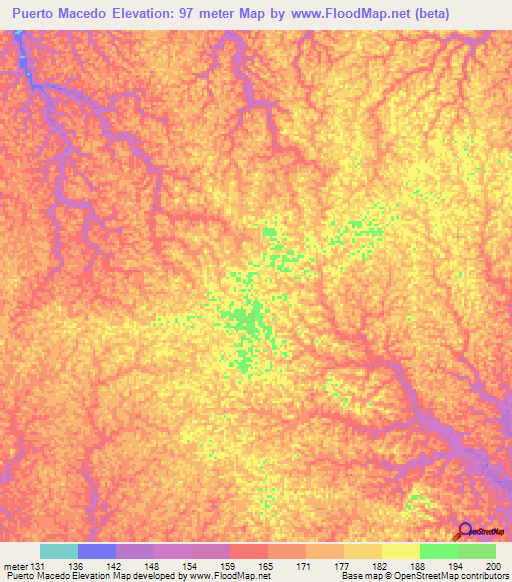 Puerto Macedo,Colombia Elevation Map