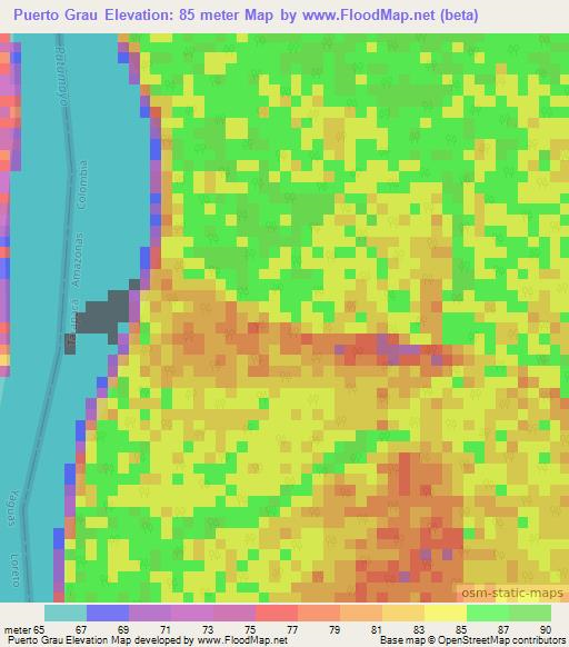 Puerto Grau,Colombia Elevation Map