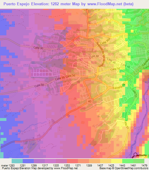 Puerto Espejo,Colombia Elevation Map