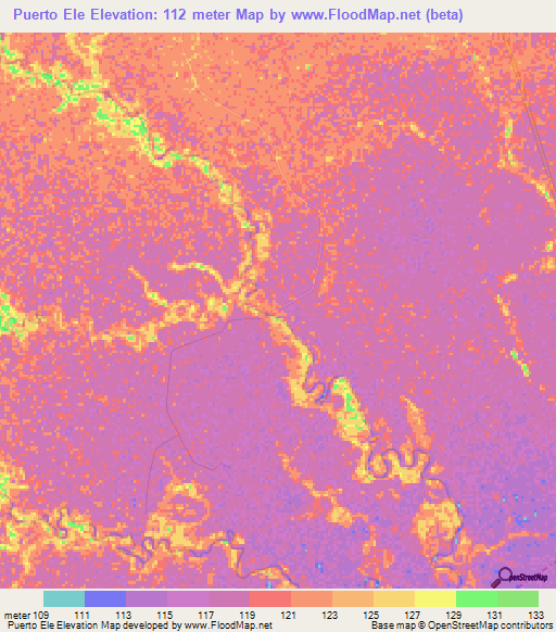 Puerto Ele,Colombia Elevation Map