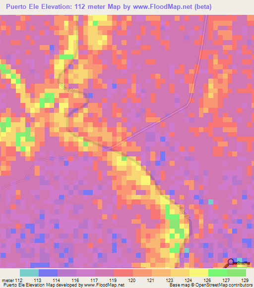 Puerto Ele,Colombia Elevation Map