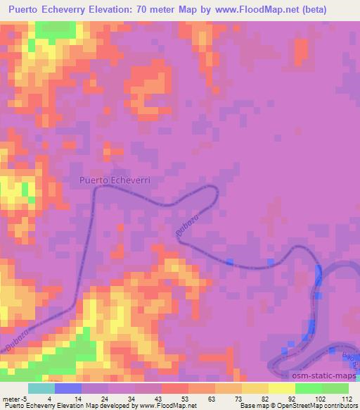 Puerto Echeverry,Colombia Elevation Map