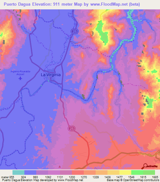 Puerto Dagua,Colombia Elevation Map