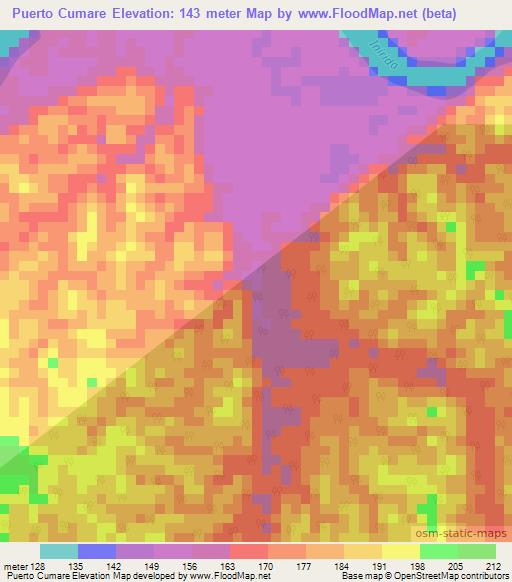 Puerto Cumare,Colombia Elevation Map