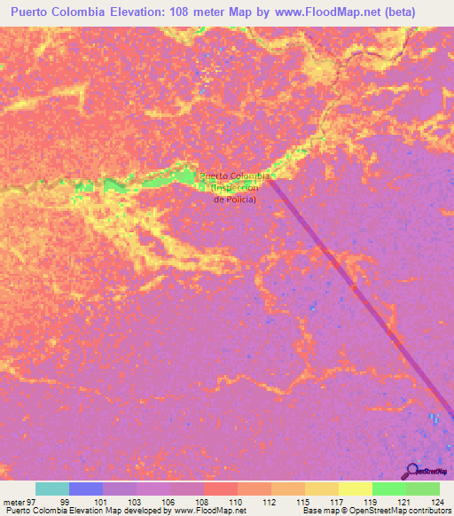 Puerto Colombia,Colombia Elevation Map