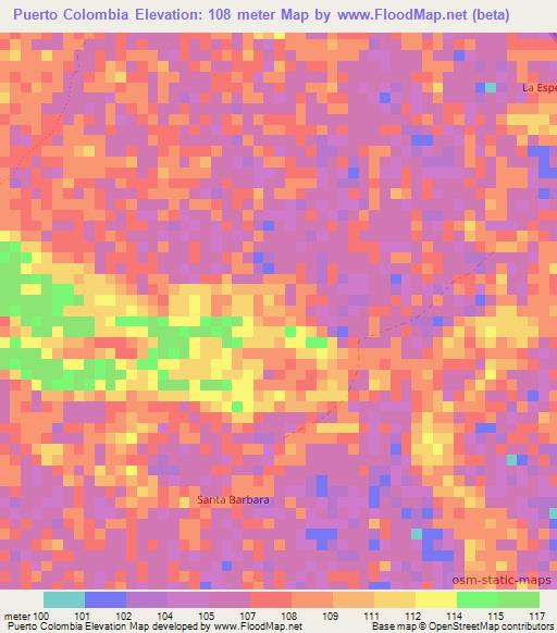 Puerto Colombia,Colombia Elevation Map