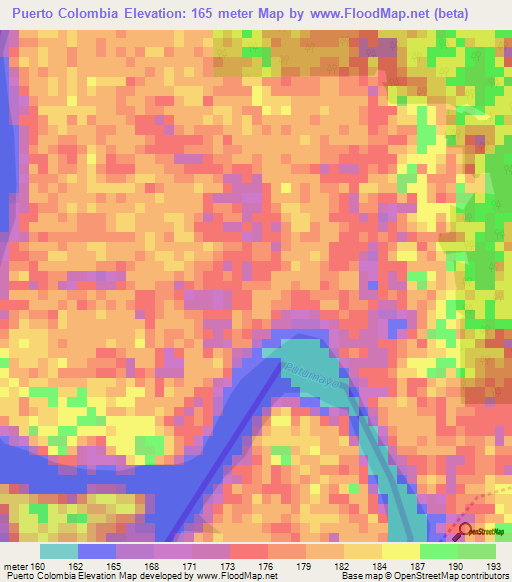 Puerto Colombia,Colombia Elevation Map