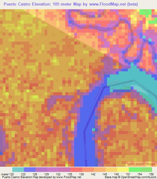 Puerto Castro,Colombia Elevation Map