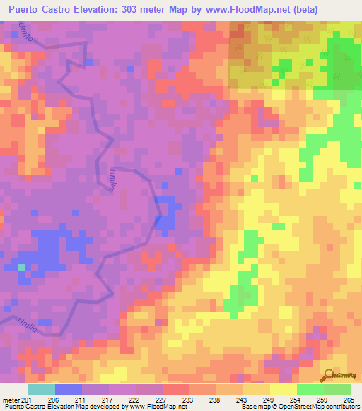 Puerto Castro,Colombia Elevation Map