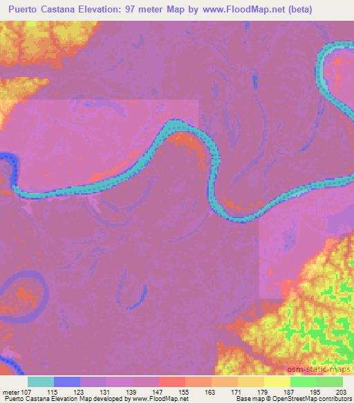 Puerto Castana,Colombia Elevation Map