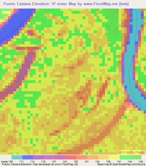 Puerto Castana,Colombia Elevation Map