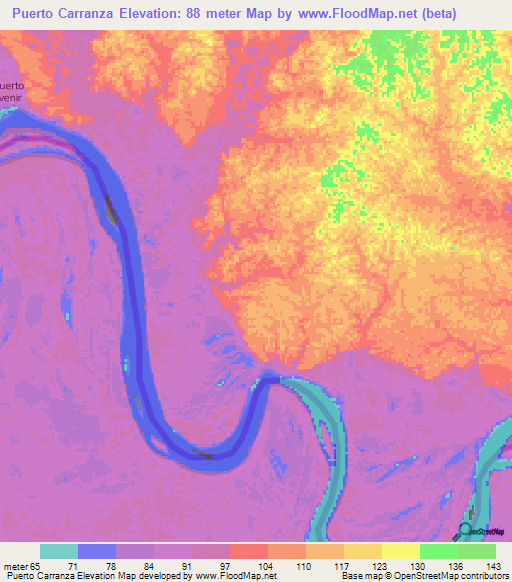 Puerto Carranza,Colombia Elevation Map