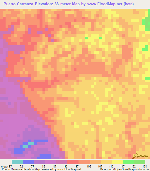 Puerto Carranza,Colombia Elevation Map