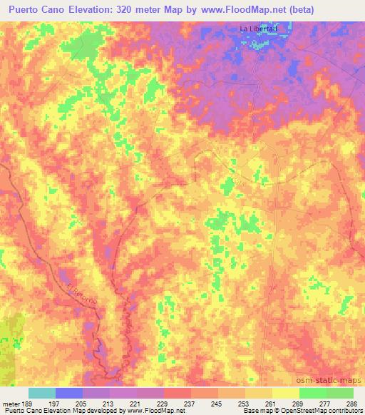 Puerto Cano,Colombia Elevation Map