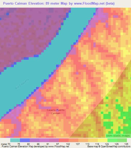 Puerto Caiman,Colombia Elevation Map