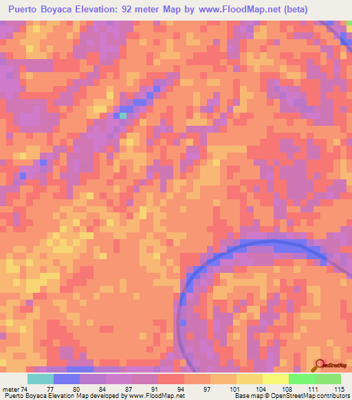 Puerto Boyaca,Colombia Elevation Map