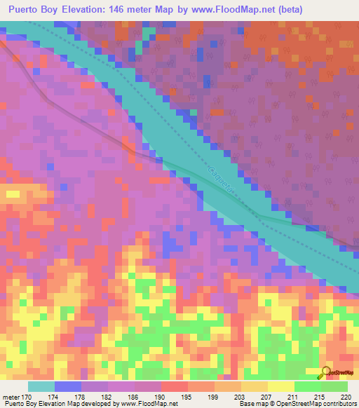 Puerto Boy,Colombia Elevation Map