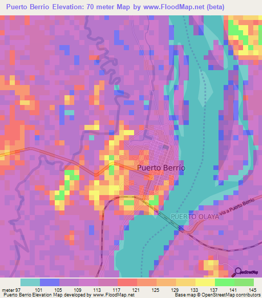 Puerto Berrio,Colombia Elevation Map