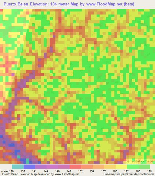 Puerto Belen,Colombia Elevation Map