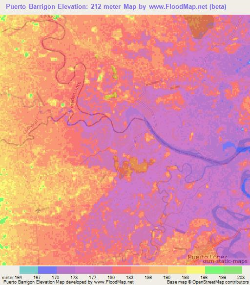 Puerto Barrigon,Colombia Elevation Map