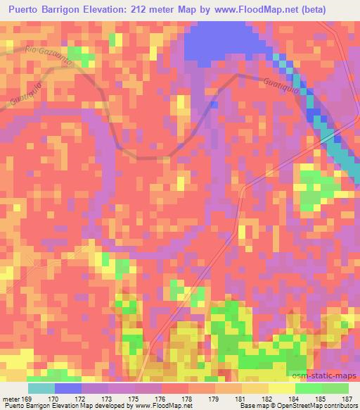 Puerto Barrigon,Colombia Elevation Map