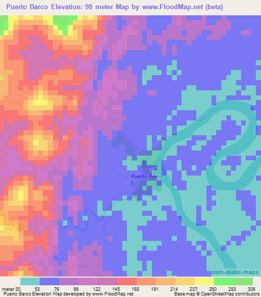 Puerto Barco,Colombia Elevation Map