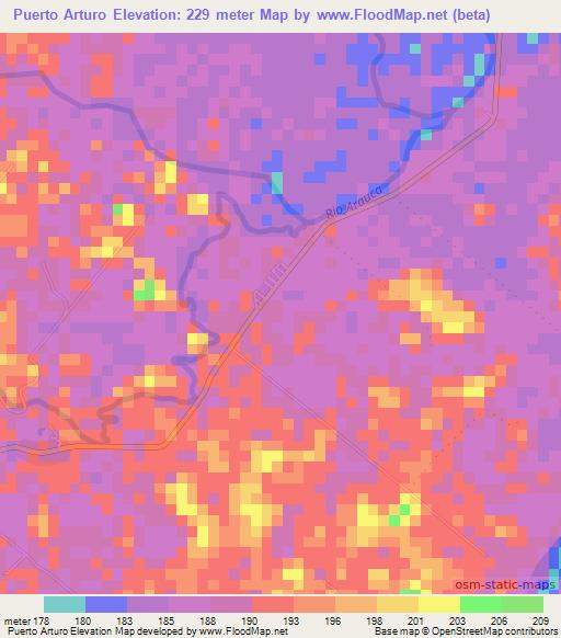 Puerto Arturo,Colombia Elevation Map