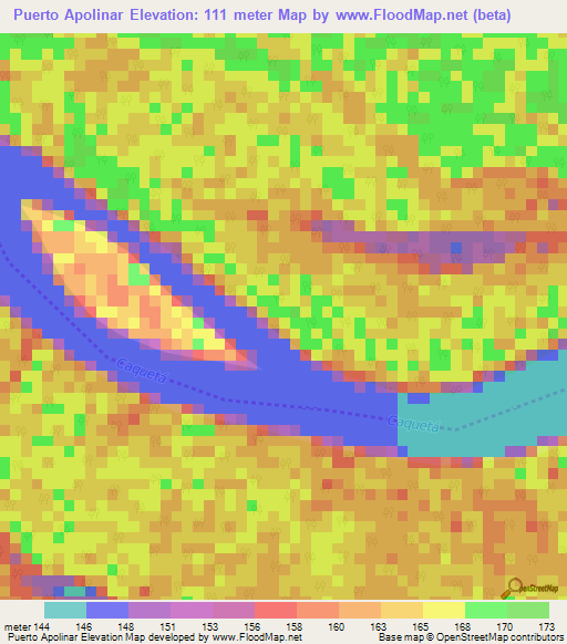 Puerto Apolinar,Colombia Elevation Map