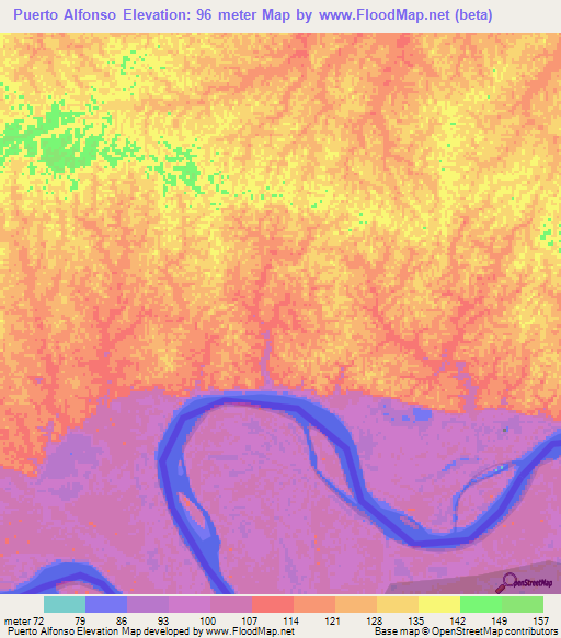 Puerto Alfonso,Colombia Elevation Map