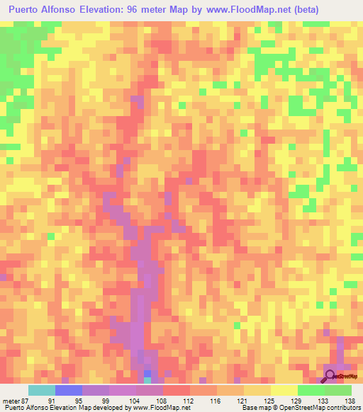 Puerto Alfonso,Colombia Elevation Map