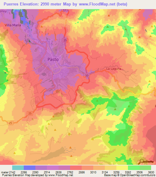 Puerres,Colombia Elevation Map