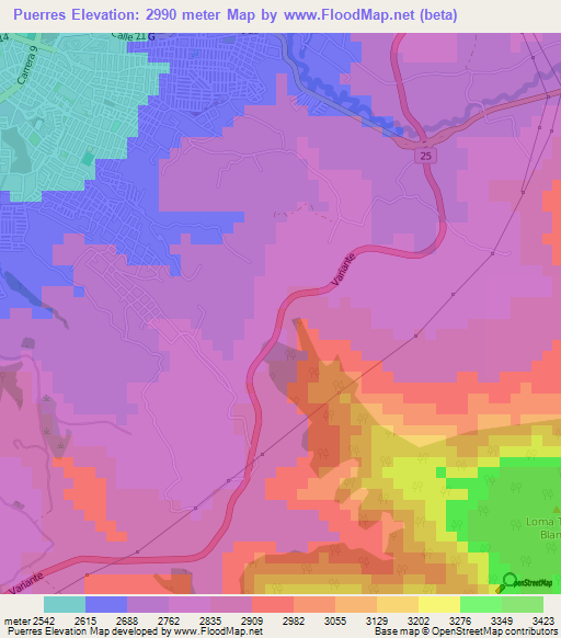 Puerres,Colombia Elevation Map