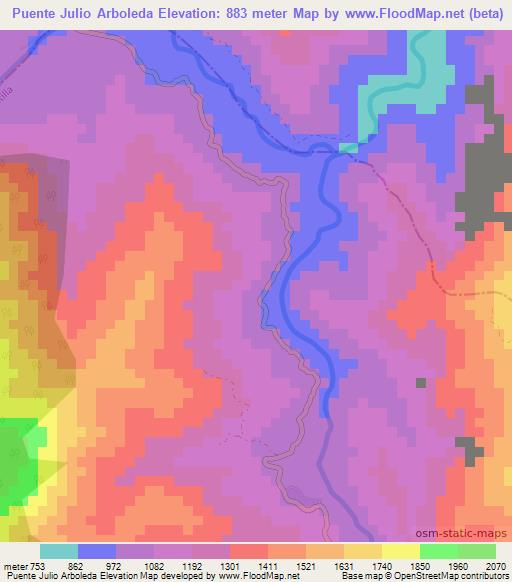 Puente Julio Arboleda,Colombia Elevation Map